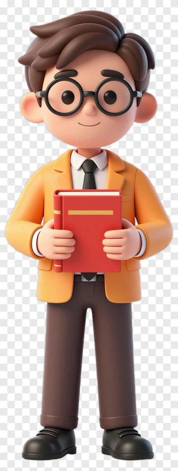 Cartoon Boy Holding A Red Book PNG