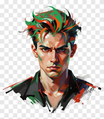 Portrait Of A Man With Vibrant Hair PNG