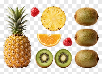 Fresh Pineapple Kiwi Orange Raspberry PNG