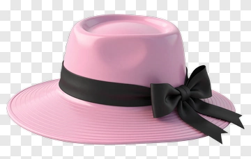 Pink Hat With Black Bow PNG