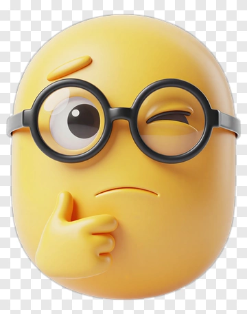 Thinking Yellow Emoji With Glasses PNG