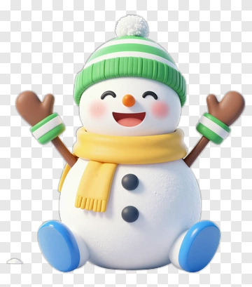 Happy Snowman With Hat And Scarf PNG