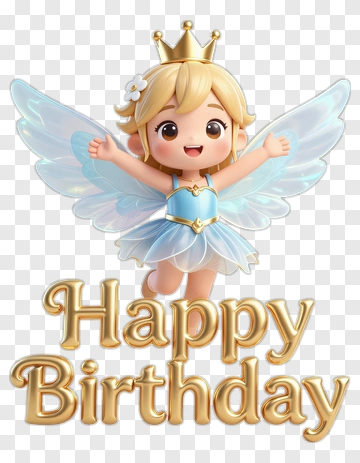Birthday Fairy With Crown And Wings PNG