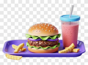 Hamburger Fries And Smoothie PNG