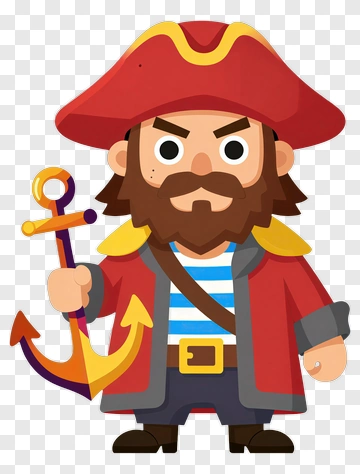 Cartoon Pirate With Anchor PNG