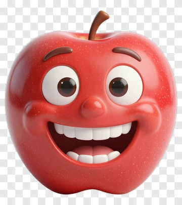 Smiling Red Apple Character PNG