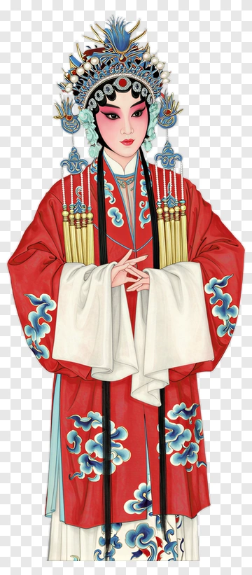 Peking Opera Actress In Red Costume PNG