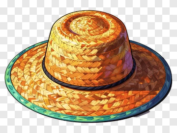 Straw Hat With Colorful Pattern PNG