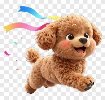 Joyful Running Puppy With Confetti PNG