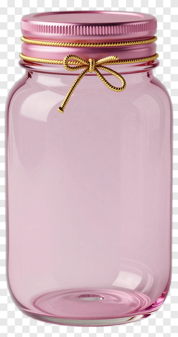 Pink Glass Jar With Gold Bow PNG