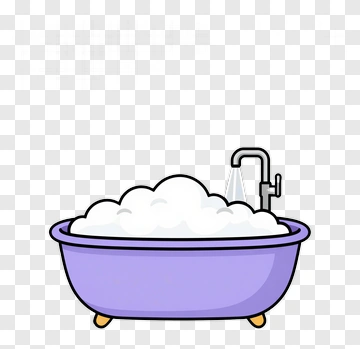 Purple Bathtub With Soap Bubbles PNG