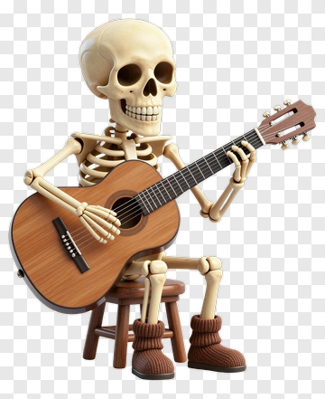 Skeleton Playing Guitar PNG