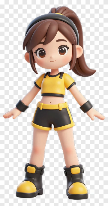 Cartoon Girl In Yellow And Black Outfit PNG