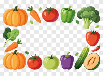 Colorful Vegetable Frame PNG