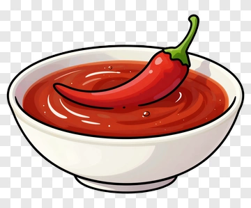 Red Chili Pepper In Sauce Bowl PNG
