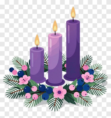 Advent Wreath With Candles And Berries PNG
