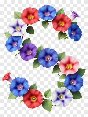 Floral Letter S Wreath PNG