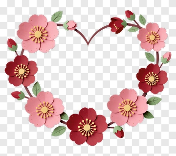 Paper Flower Heart Arrangement PNG