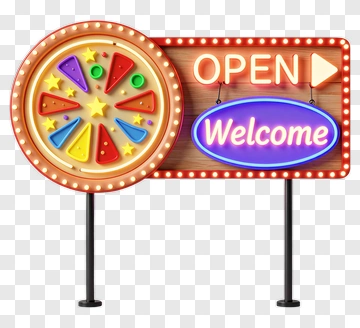Neon Sign With Pizza Wheel PNG