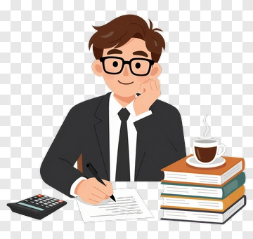 Man Writing At Desk PNG