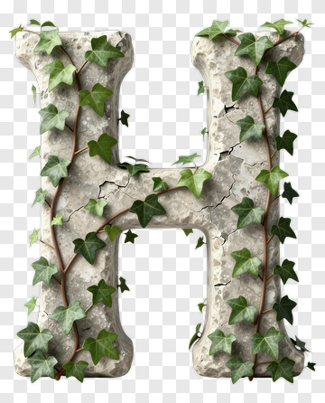 Stone Letter H Covered In Ivy PNG