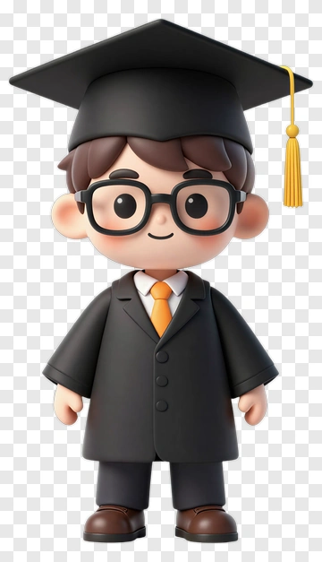 Cartoon Graduate In Graduation Attire PNG