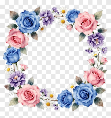 Watercolor Flower Wreath PNG