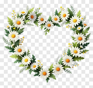Heart Shaped Wreath Of Daisies PNG