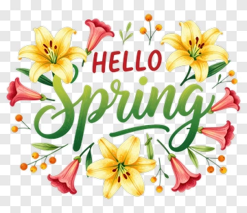 Hello Spring Flower Design PNG