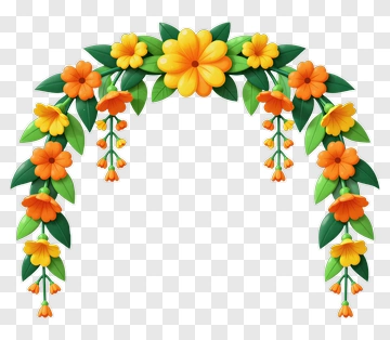 Flower Arch With Orange And Yellow Blooms PNG