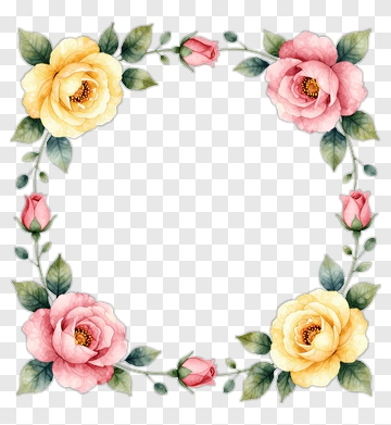 Watercolor Rose Frame PNG