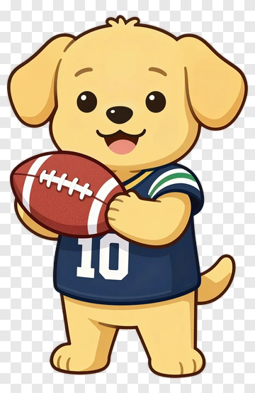 Puppy Holding Football In Jersey PNG