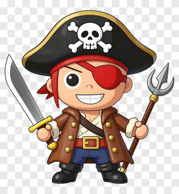 Cartoon Pirate With Sword And Trident PNG
