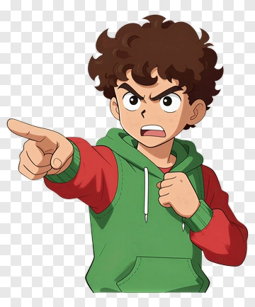 Cartoon Boy Pointing Angry PNG