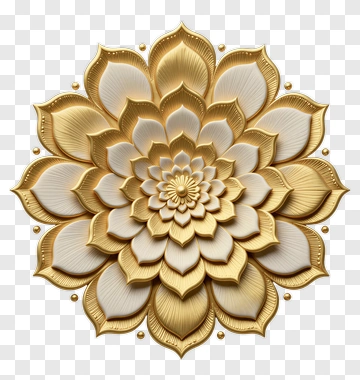 Golden And White Floral Ornament PNG