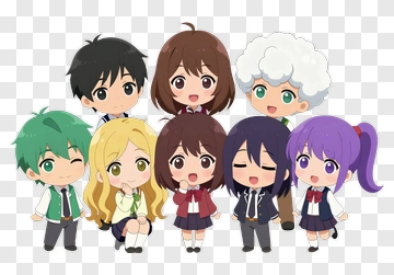 Anime Chibi School Group Portrait PNG