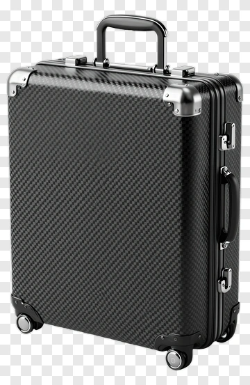 Modern Black Suitcase With Wheels PNG