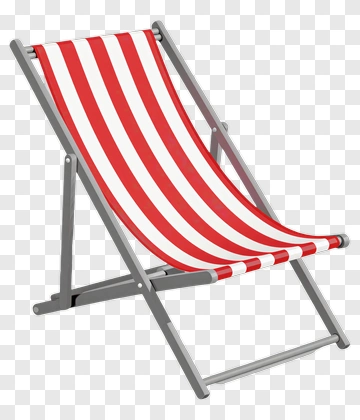 Red And White Striped Deck Chair PNG