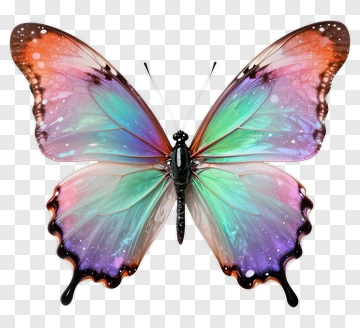 Colorful Butterfly With Sparkle Wings PNG
