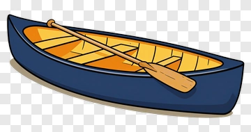 Blue Canoe With Wooden Paddle PNG