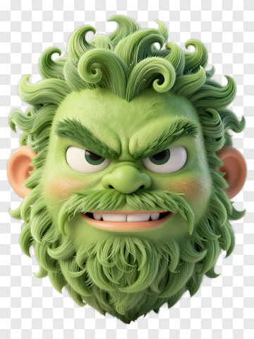Green Monster With Curly Hair PNG
