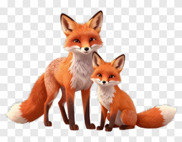 Adult Fox And Fox Kit PNG
