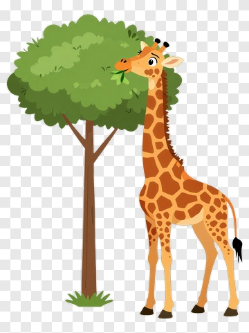 Giraffe Eating Leaves From A Tree PNG