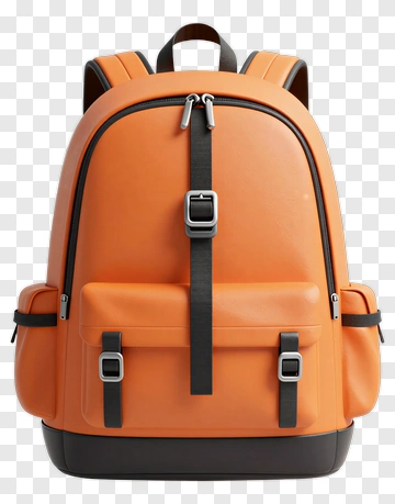 Orange Backpack With Black Accents PNG