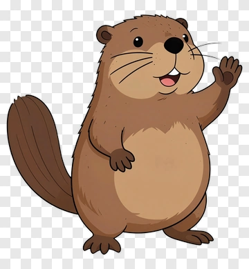 Cartoon Beaver Waving PNG