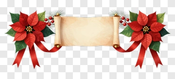 Poinsettia Scroll Holiday Banner PNG
