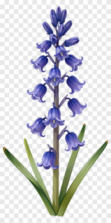 Bluebell Flower With Green Leaves PNG