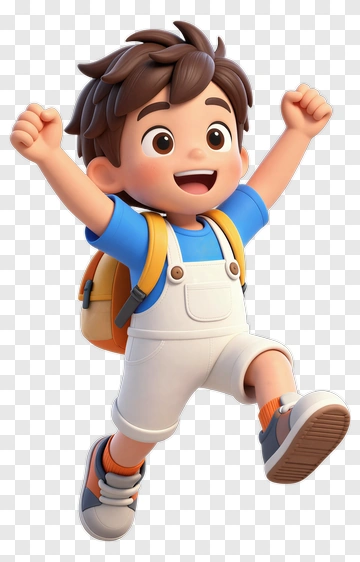 Happy Cartoon Boy Jumping PNG