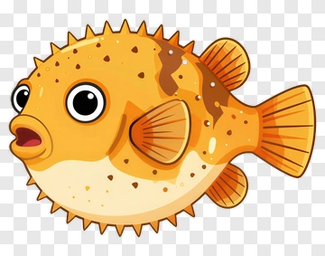 Cute Cartoon Puffer Fish PNG