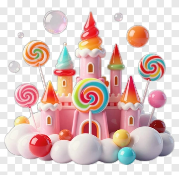 Candy Castle With Lollipops PNG